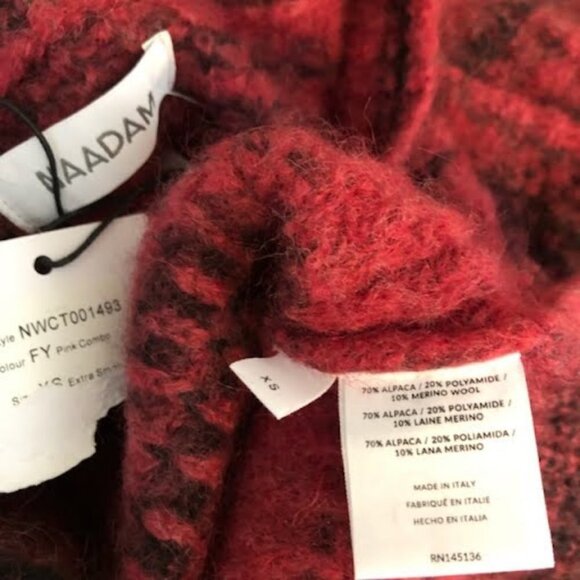 NWT NAADAM Italian Alpaca Sweater Space-Dye Wine Long Puff Sleeves XS MSRP $395 - Picture 5 of 6